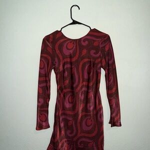 Elegant Red and Purple Swirl Dress